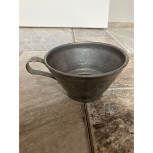Vintage Wide Mouth Metal Funnel with Handle Farmhouse Primitive Kitchen Tool